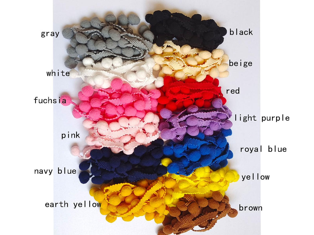 Pom Pom Trim 6 Yards 15mm Ball Fringe Trim for Sewing Accessory Decoration DIY Crafts(Black, 2311)