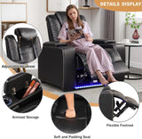 ANJ Power Home Theater Seating, PU Leather Electric Recliner Chair with Powered Headrest