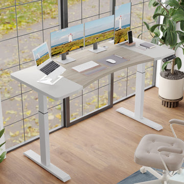 Dual Motor 63x30 Height Adjustable Electric Standing Desk, Height Stand Up Computer Desk, Sit and Stand Home Office