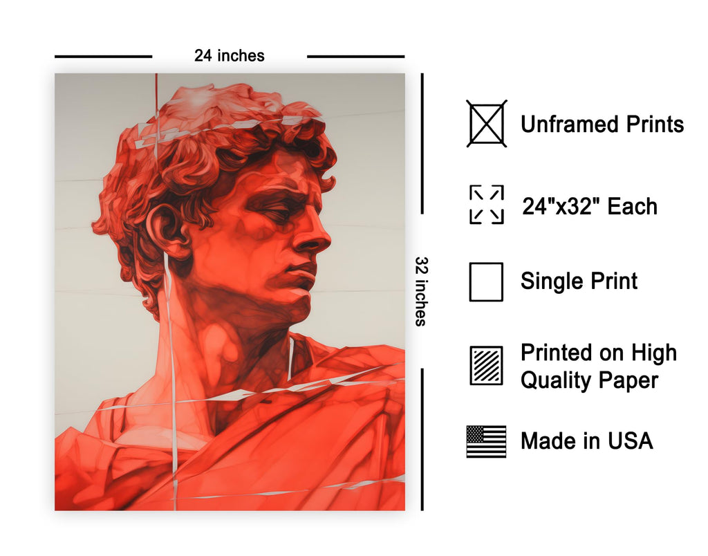Master Renaissance Sculpture Print - David Poster - Altered & Pop Art - Modern Wall Design - Gift for Men & Women
