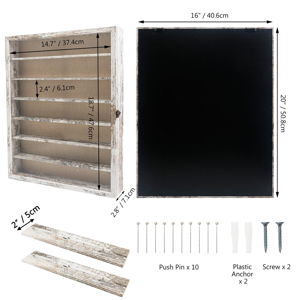 Shadow Box Frame Display Case 16x20 with Removable Shelves, Deep Memory Box Trinket Knick Knack Shelf Cabinet for