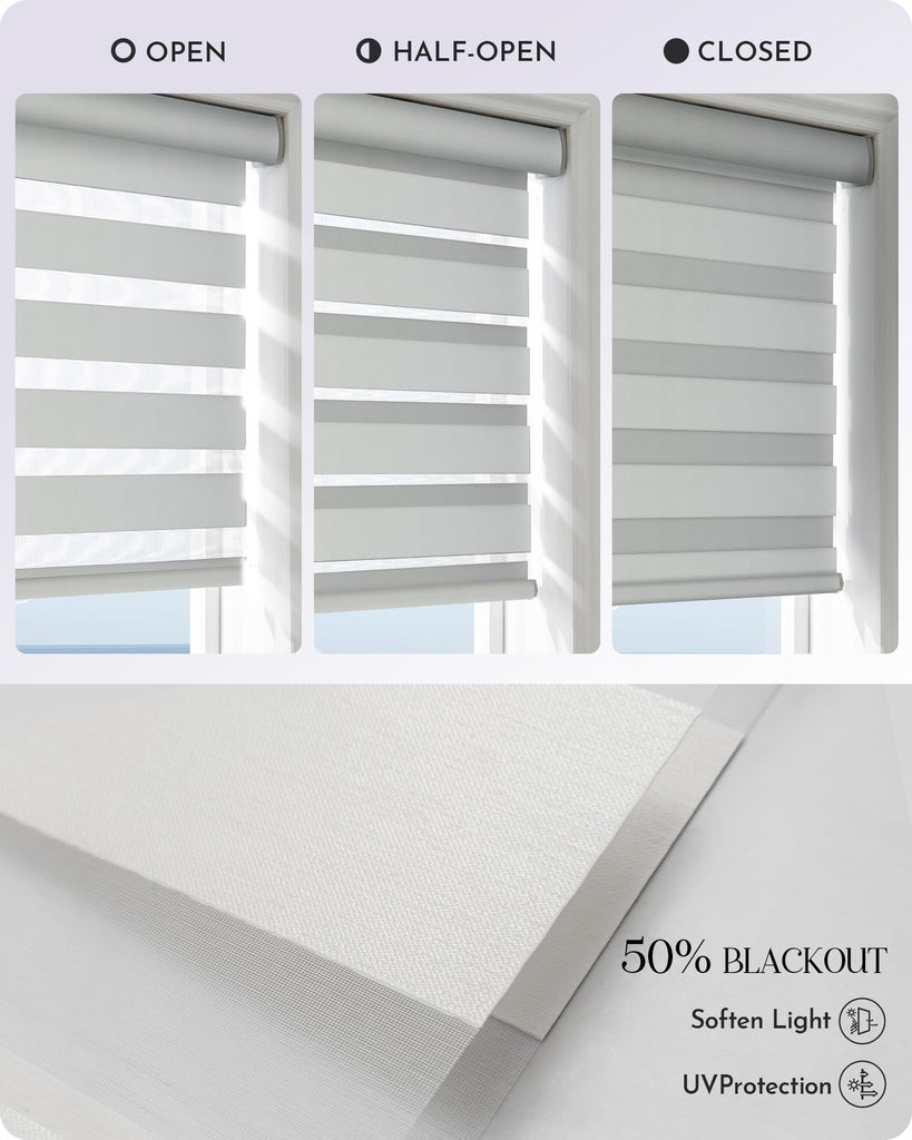 Motorized Zebra Sheer Blinds Compatible with Alexa Horizontal Light Filtering Window Shades Remote Roller Blinds with