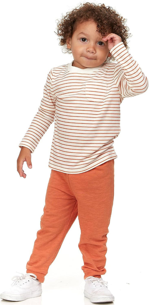 Pack Baby/Toddler Boy Long Sleeve Shirt - Basic Tshirt Tops, Light Undershirt - Solid & Striped Tees for Boys