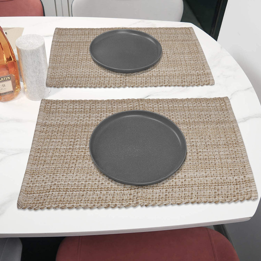 Two Tone Placemat Cotton Tablemat 14x20 (Set of 6) Eggshell