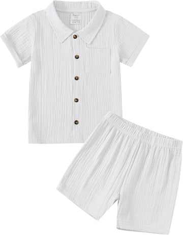 Baby Boys Cotton Gauze Shirt/Shorts Sets Toddler Clothes Outfit 2PC