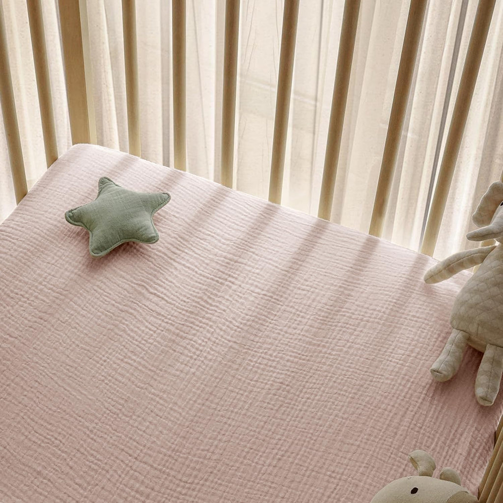 Muslin Crib Sheets Fitted for Boys and Girls 2 Pack, 100% Cotton Baby Bed Sheets Soft Breathable, Neutral Fitted Baby