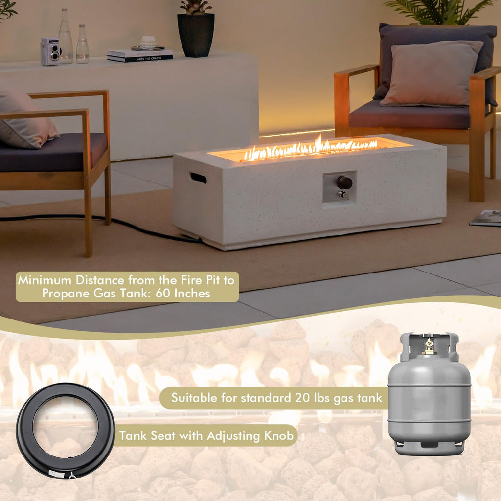 Propane Fire Pit Table, 50, 000 BTU Terrazzo Gas Fire Table w/Simple Ignition System & Stainless Steel Burner