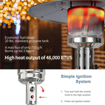 Patio Heater Outdoor, 50000 BTU Gas Patio Heater with Trip-over Protection & CSA Certified, Stainless Steel Outdoor