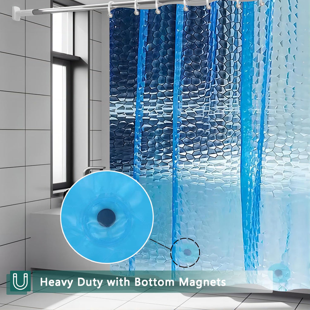 Shower Curtain Liner, 3 Pack 100% Waterproof Eva Shower Curtains with 3 Duty Heavy Bottom Magnets and 12 Rust Proof