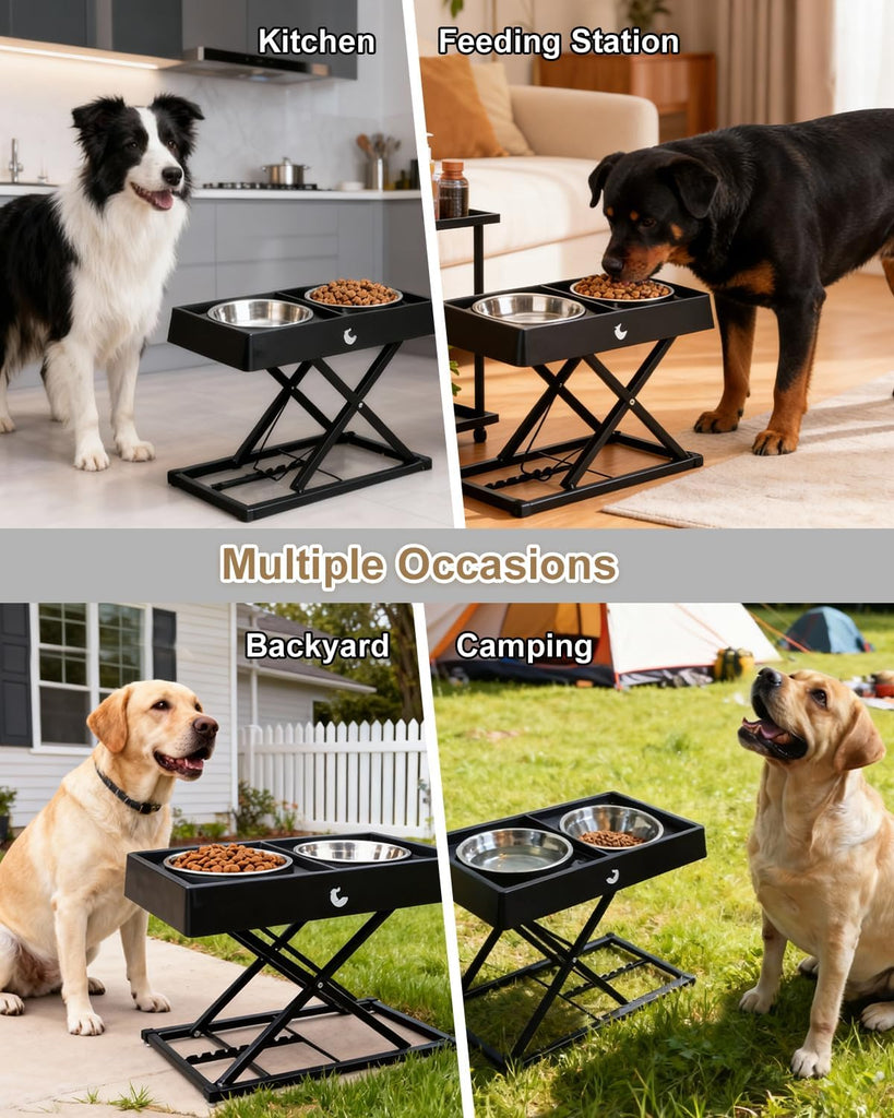Metal Elevated Dog Bowls Stand for Large Breeds, 9 Height-Adjustable Raised Dog Bowl with 2 Stainless Steel Bowls(6