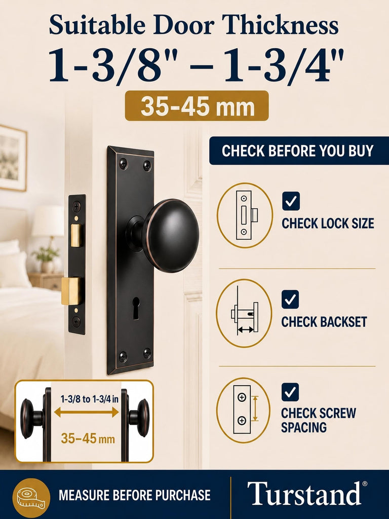 Oil Rubbed Bronze Vintage Mortise Lock Set with Round Door Knobs