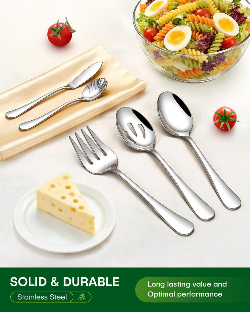 45 Piece Silverware Set with Serving Utensils, Stainless Steel Flatware Set for 8 Food Grade Novelty Flatware Cutlery