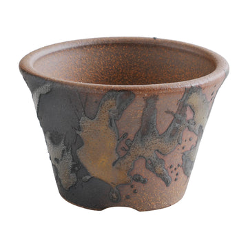 Banko Bonsai Pot 4.3in, Handmade Japanese Planter, Gold Kindami