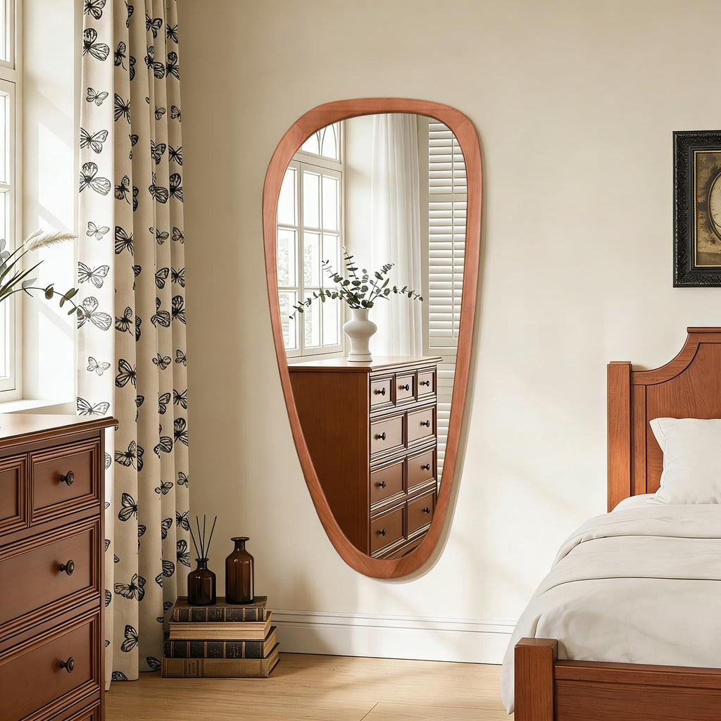 Asymmetrical Mirror, Irregular Mirror Full Length, Boho Wall Mirrors Decorative Living Room Entryway Hall, Mid