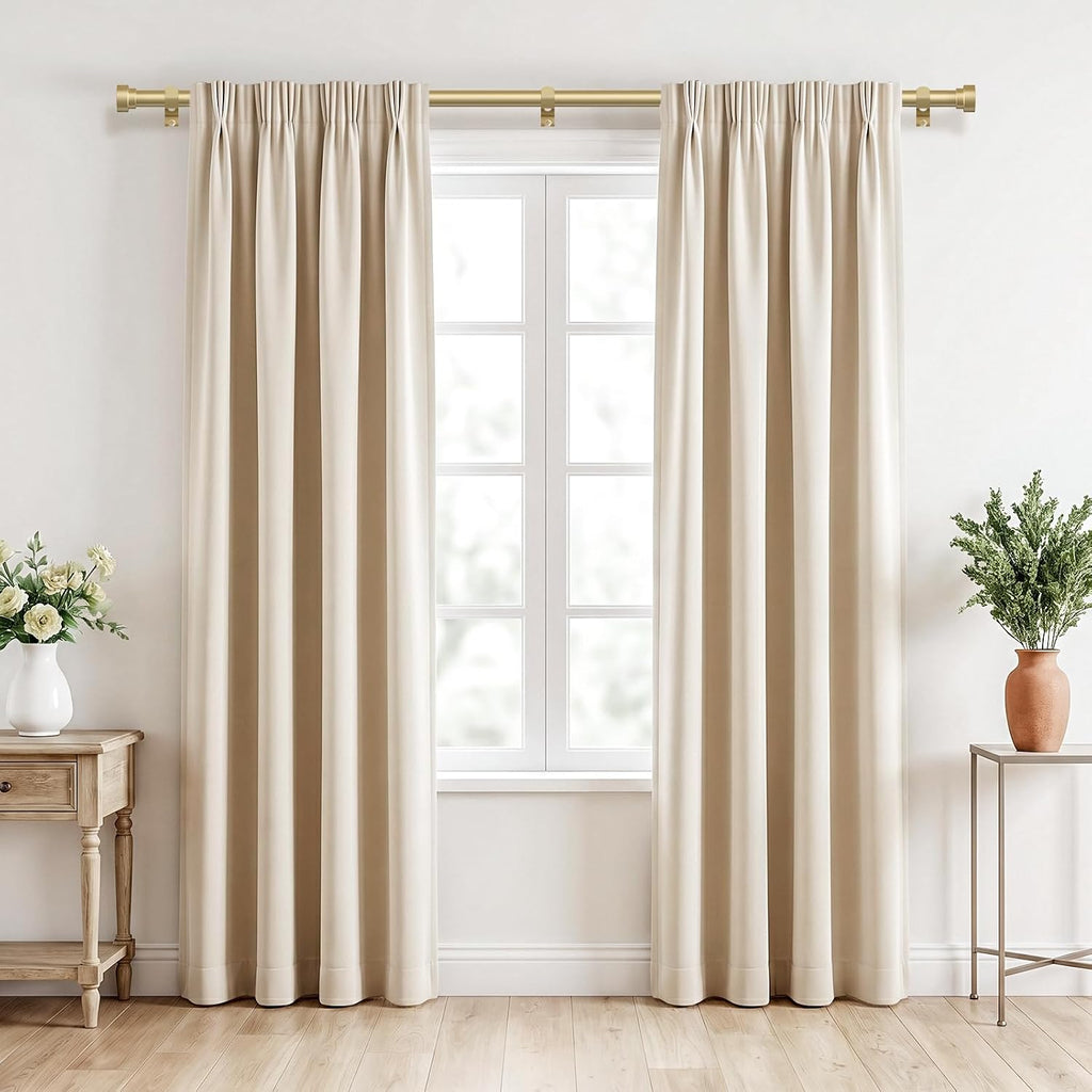 Gold Curtain Rods for Windows,1 Inch Heavy Duty Curtain Rods,Adjustable Modern Drapery Rod,Window