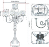 Candelabra Candle Holders, Elegant Bling Centerpiece with Pendant Crystal Table Decorations 5 Arms Candlesticks,22