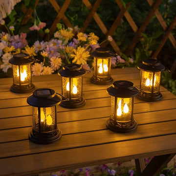 6 Packs Outdoor Solar Candles Lights Flickering Decorative Lantern Stake Lighting for Garden, Backyard, Lawn