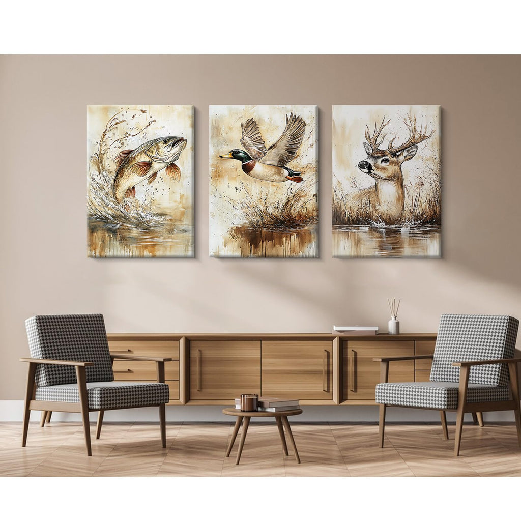 Hunting Nursery Wall Art Decor Wildlife Boys Room Pictures Fishing Poster