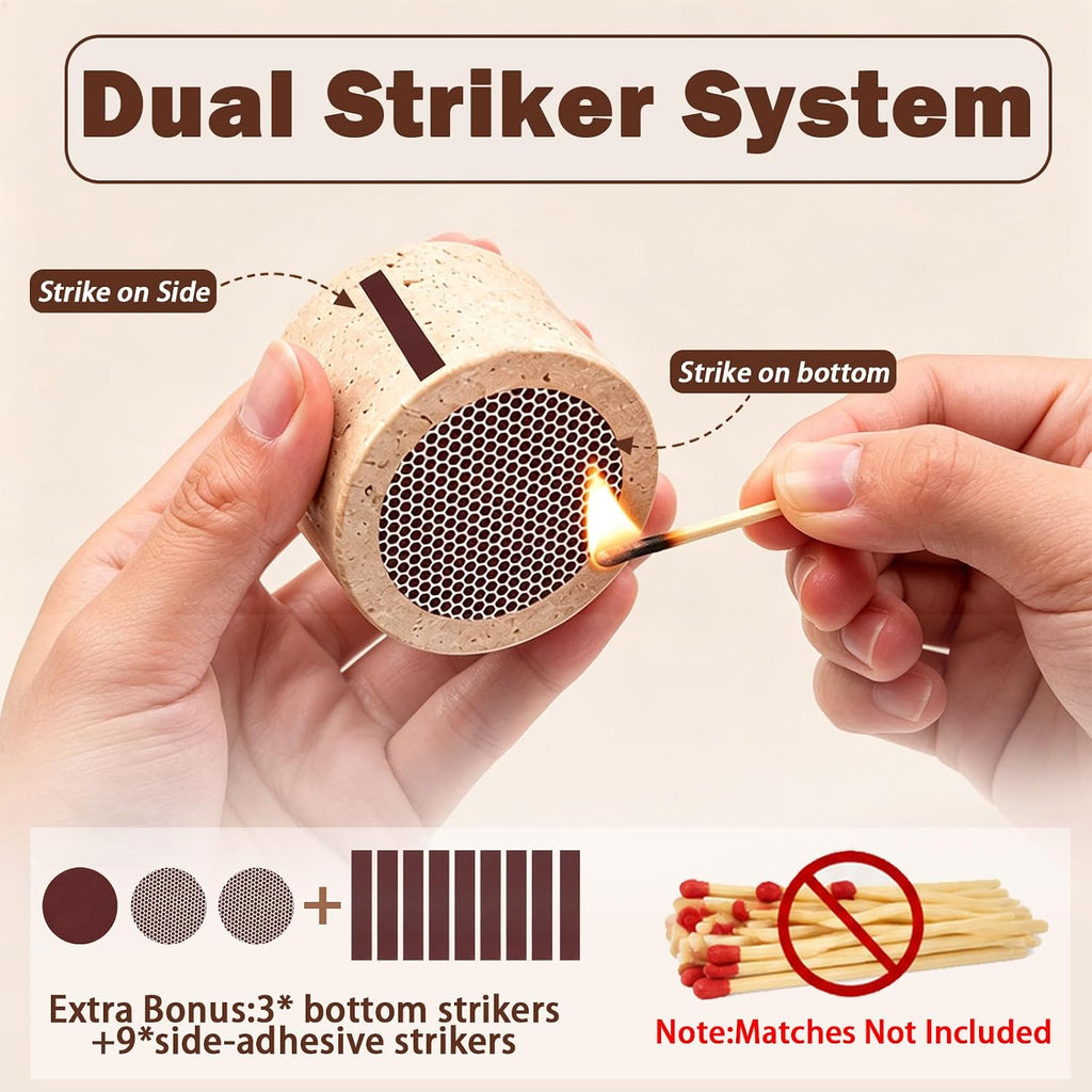 Travertine Match Holder with Striker: Decorative Match Holder
