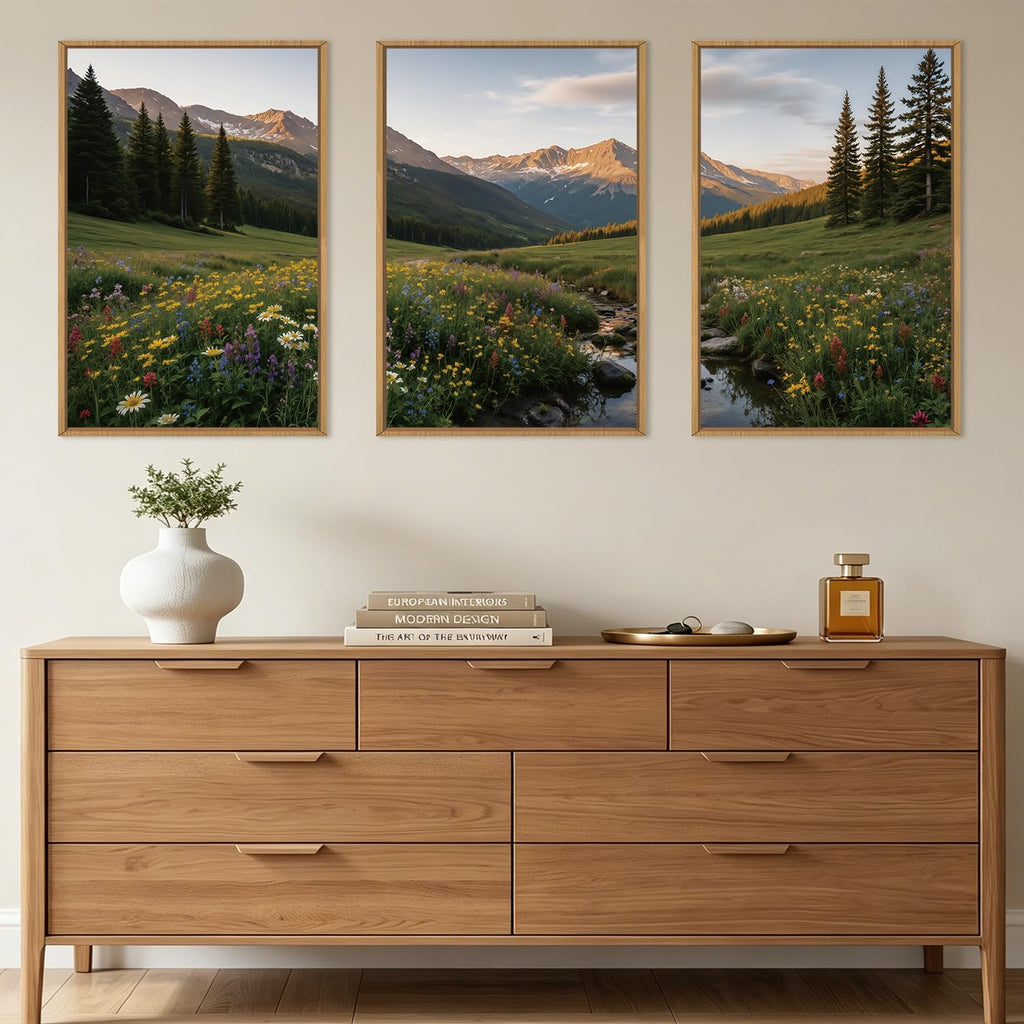 Mountains Landscape Canvas Wall Art, Nature Forest Wall Decor Framed