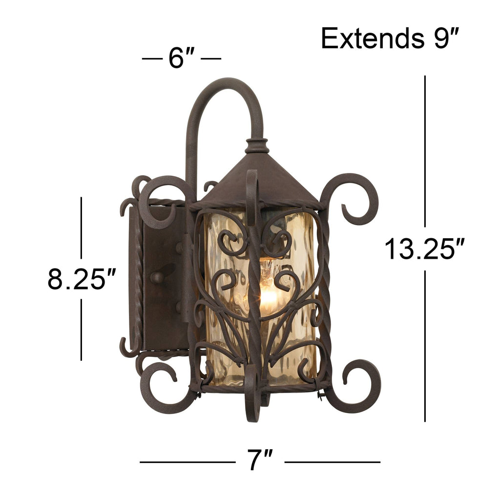 Casa Seville 13 1/4" High Iron Scroll Traditional Rustic Outdoor Wall Light
