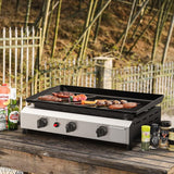 3-Burner Propane Gas Griddle, 23.3-Inch Outdoor Flat Top Grill, 30,000 BTU Portable Camping Griddle