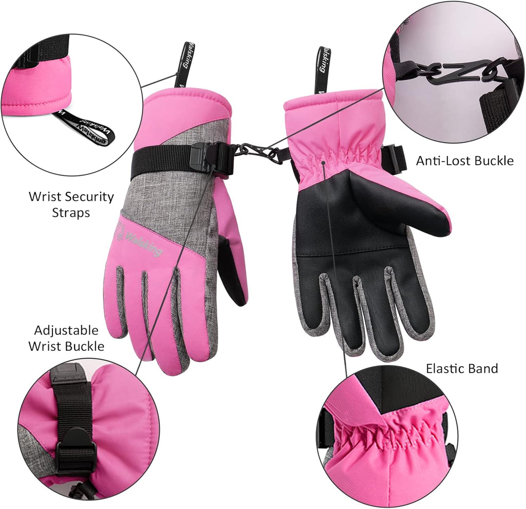 Kids Waterproof Winter Ski Gloves 3M Thinsulate Warm Boys Girls Youth