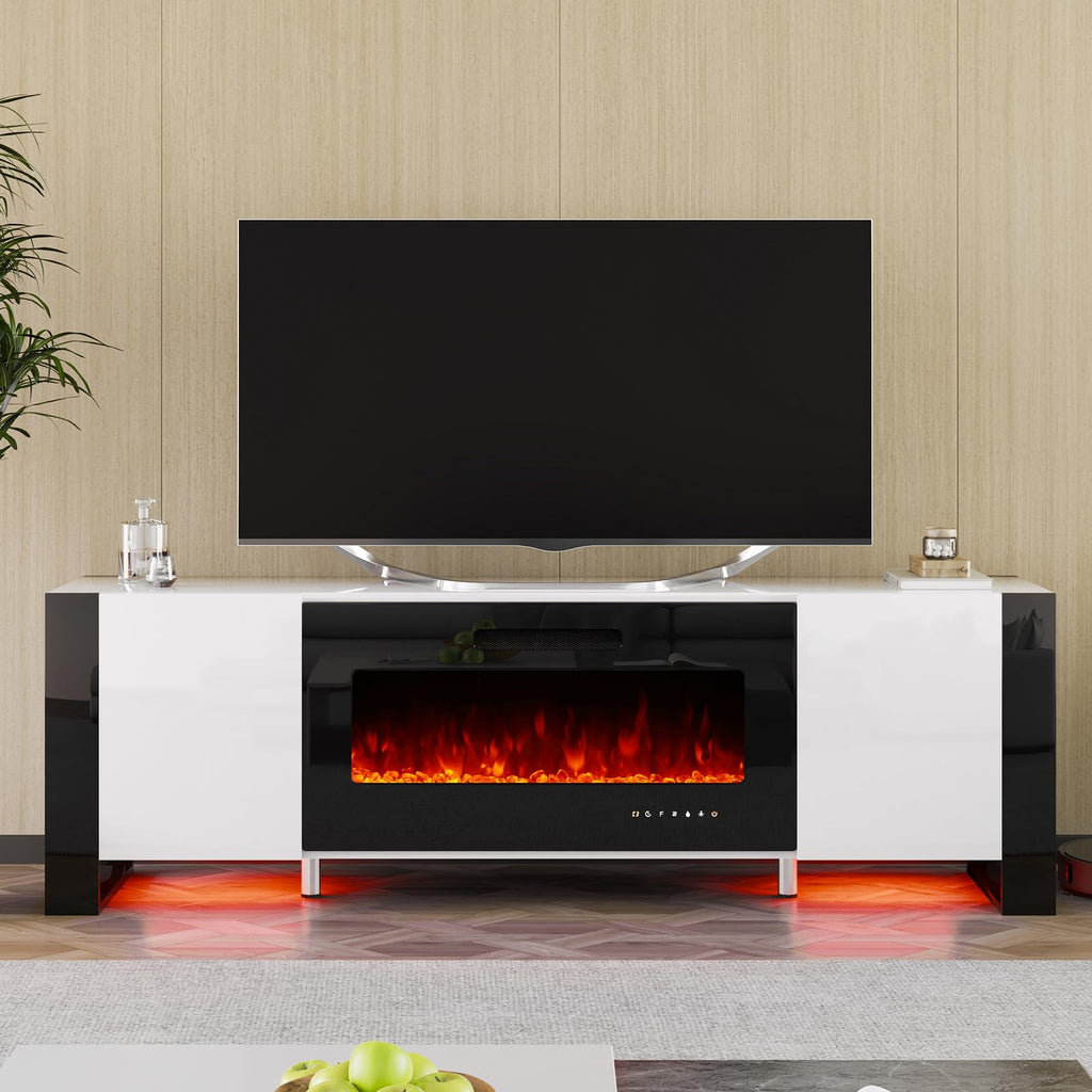 70" Modern with 36" Electric Fireplace