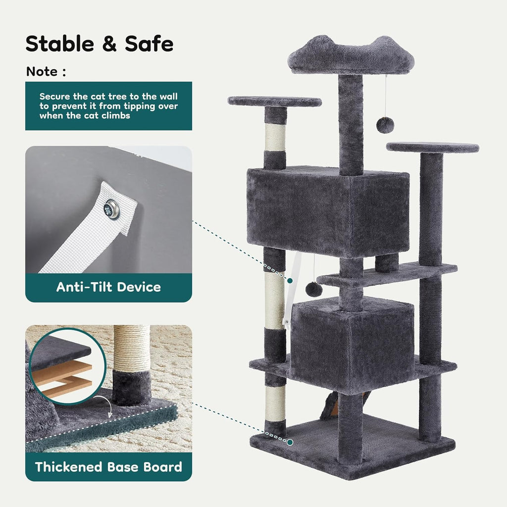 54 Inch Cat Tree Tower with Scratching Posts