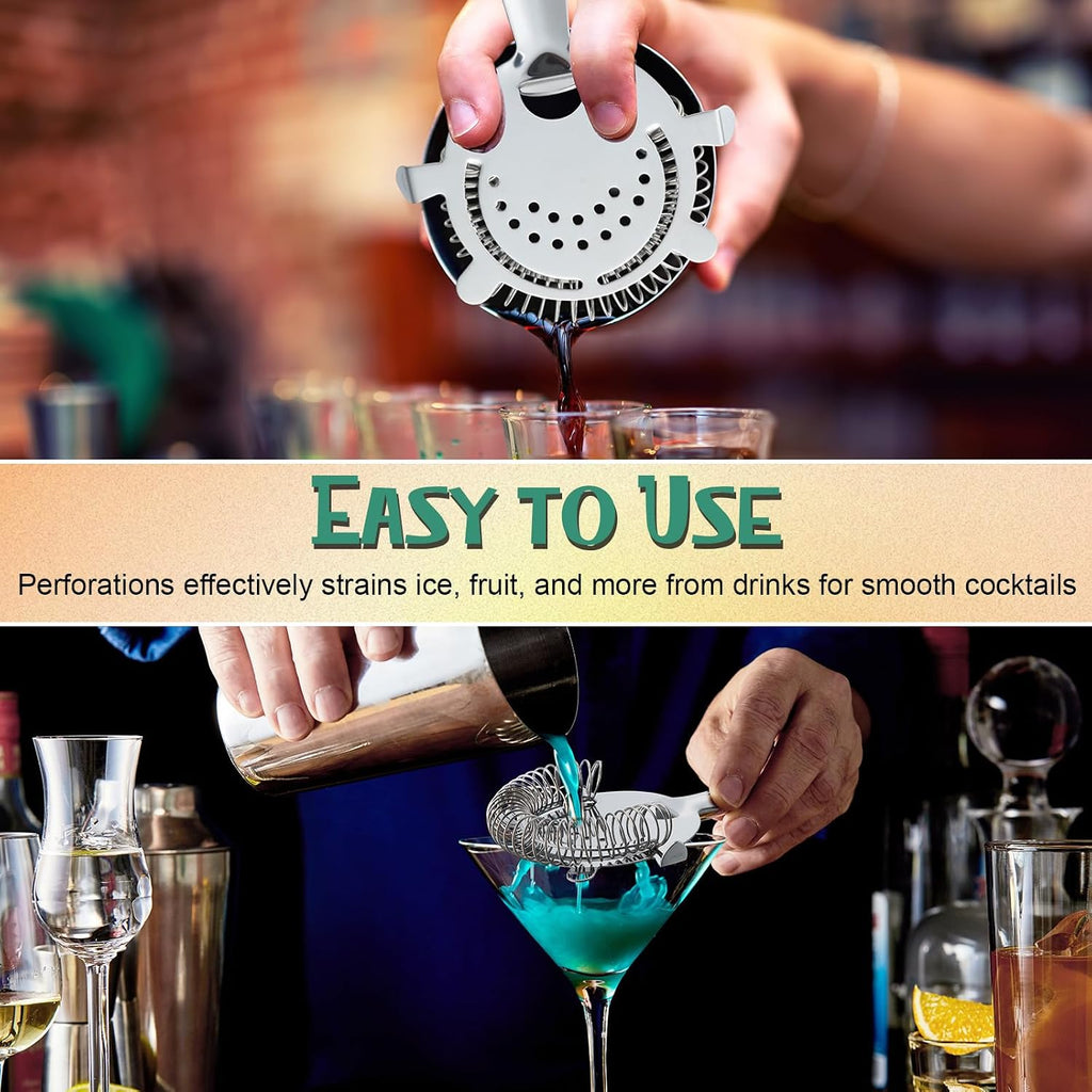 Cocktail Strainer 4 Prong Stainless Steel Bar Bartender Strainer 6 Inches Silver Bar Drink Tool - Set of 27