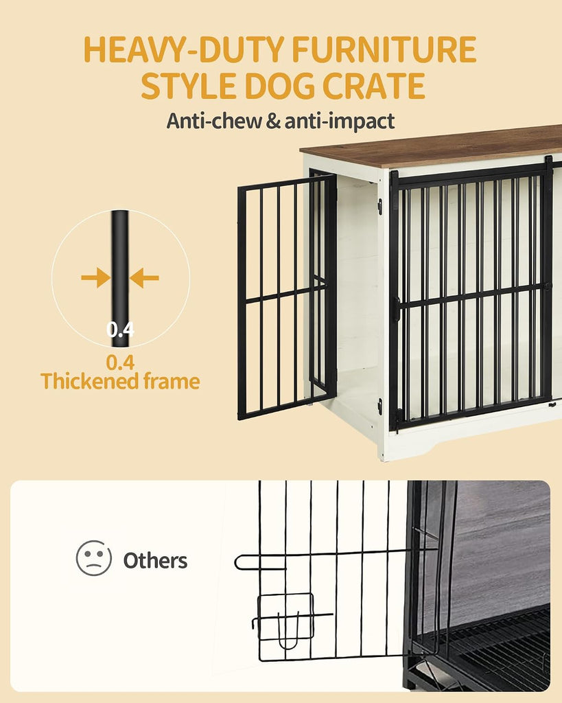 XXL Dog Crate Furniture Indoor Dog Kennel with Barn Door