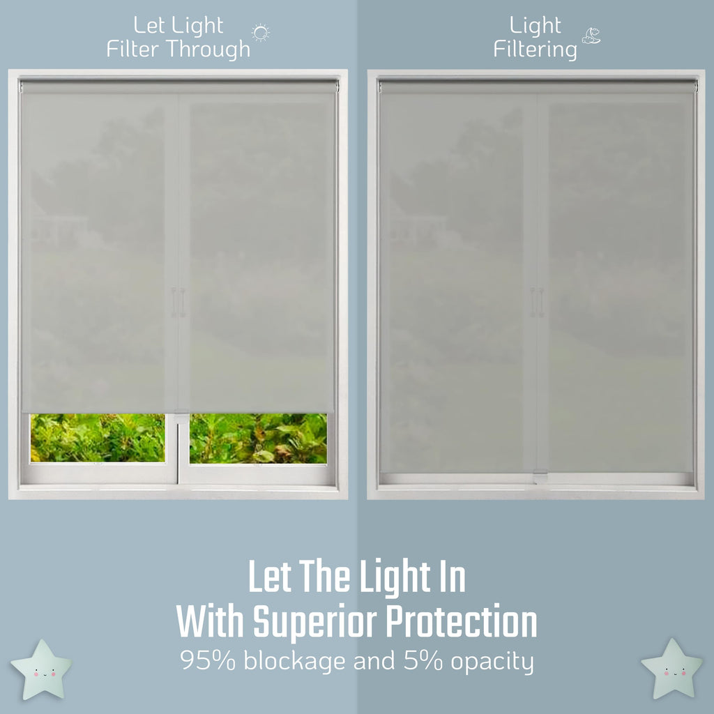 Solar Roller Shades Mesh Blinds Light Gray