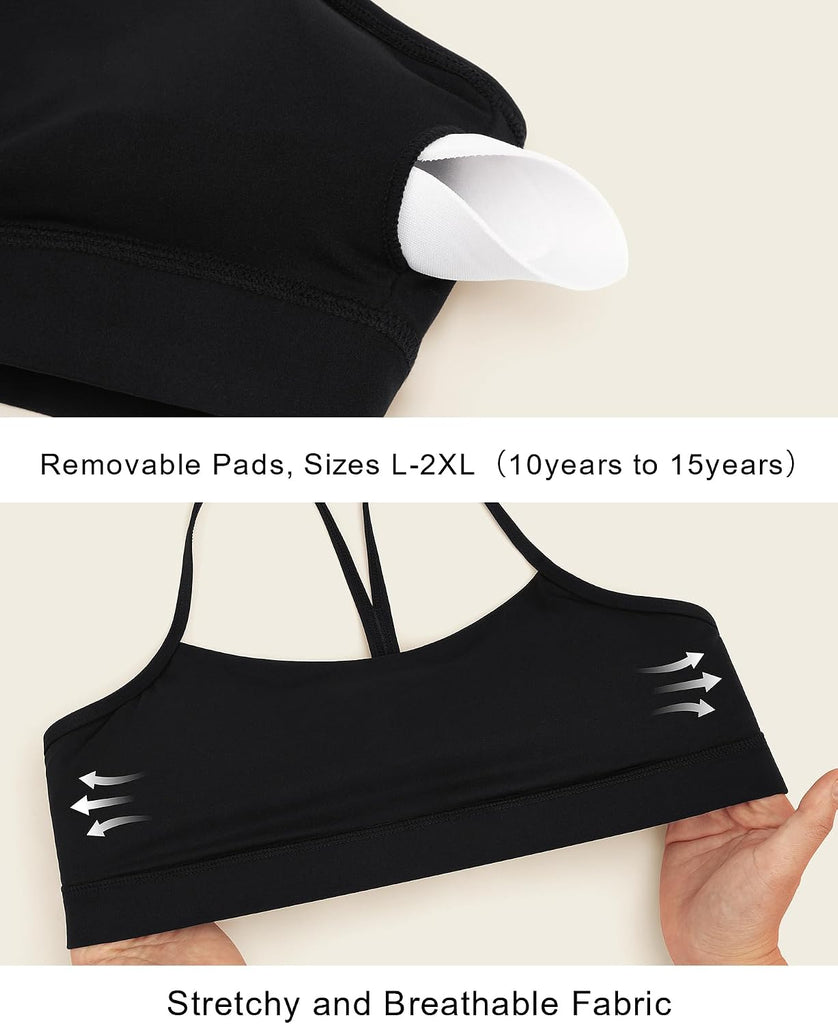 Girls Y Back Sports Bra for Dance Running Gymnastics Training