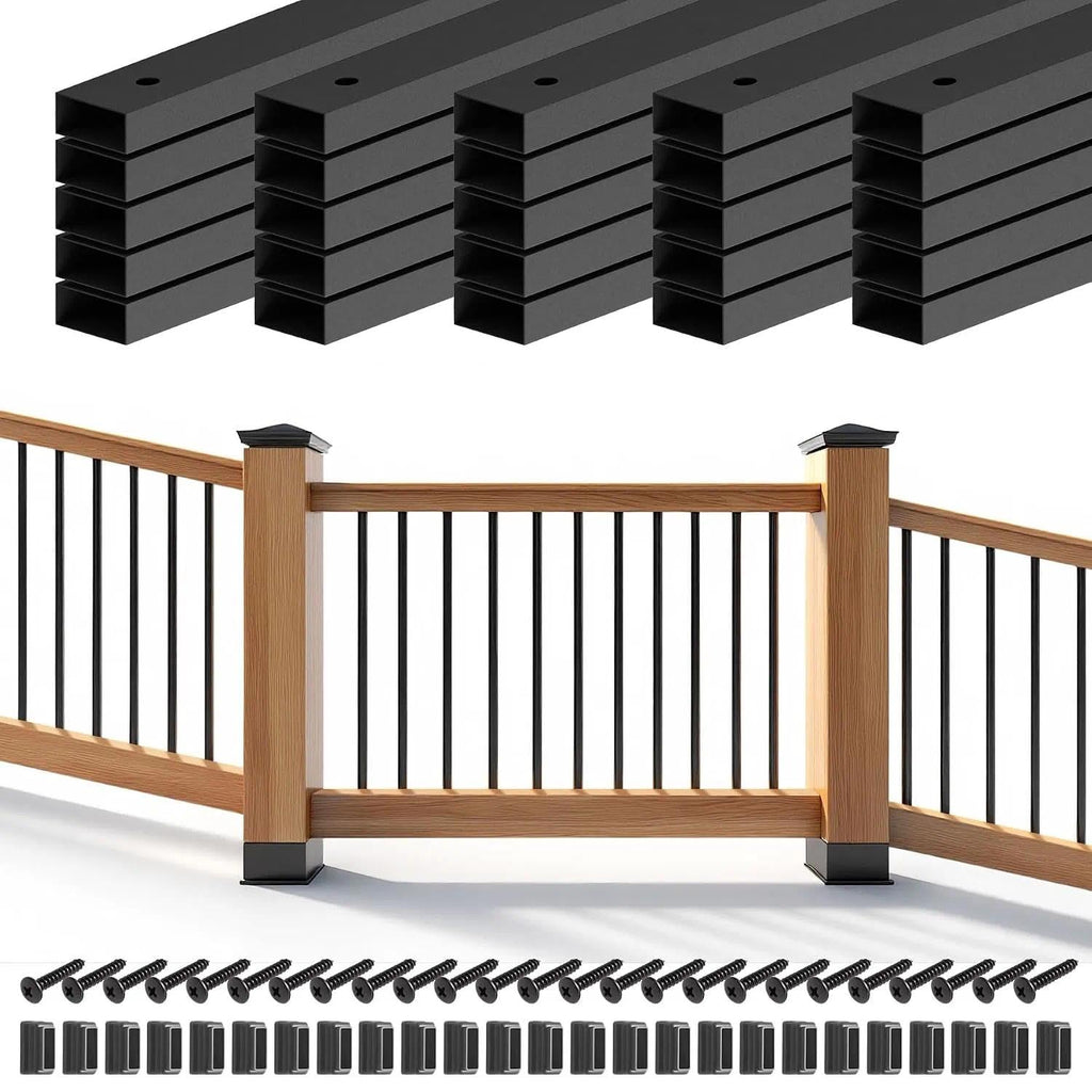 60 Pack 32" Balusters for Deck Railing, Black Rectangular Spindles