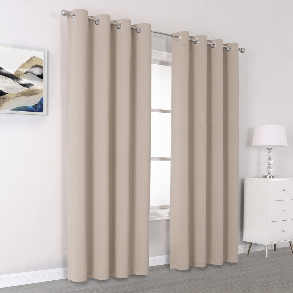 Light Brown Curtains -Blackout Curtain Panels 84 Inches Long Solid Window Curtain Drapes Thermal Insulated Room