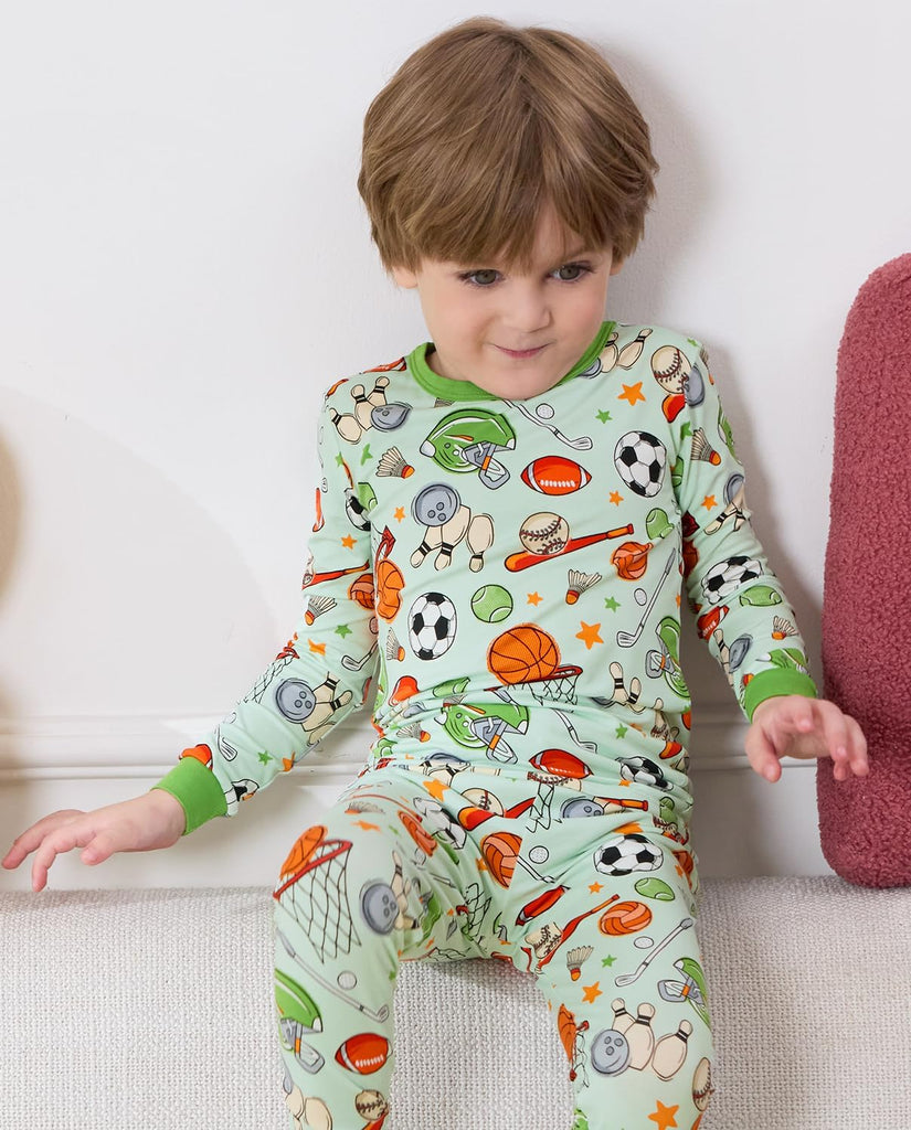 Bamboo Viscose Toddler Kids Pajamas Set, Long Sleeve Boys