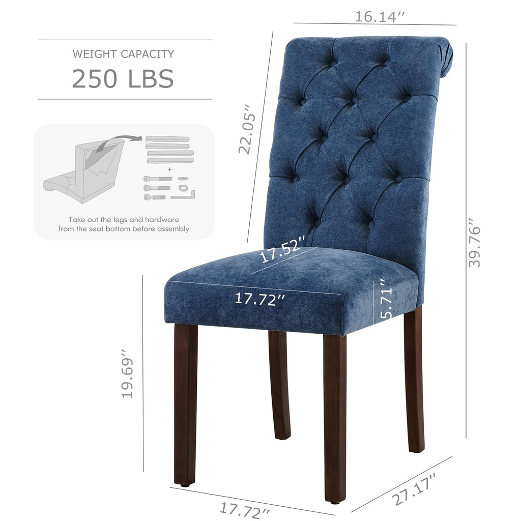 Button Tufted Dining Chairs Set of 4, Parsons Upholstered Fabric Dining Room Chairs Kitchen Chairs with Wood Legs and