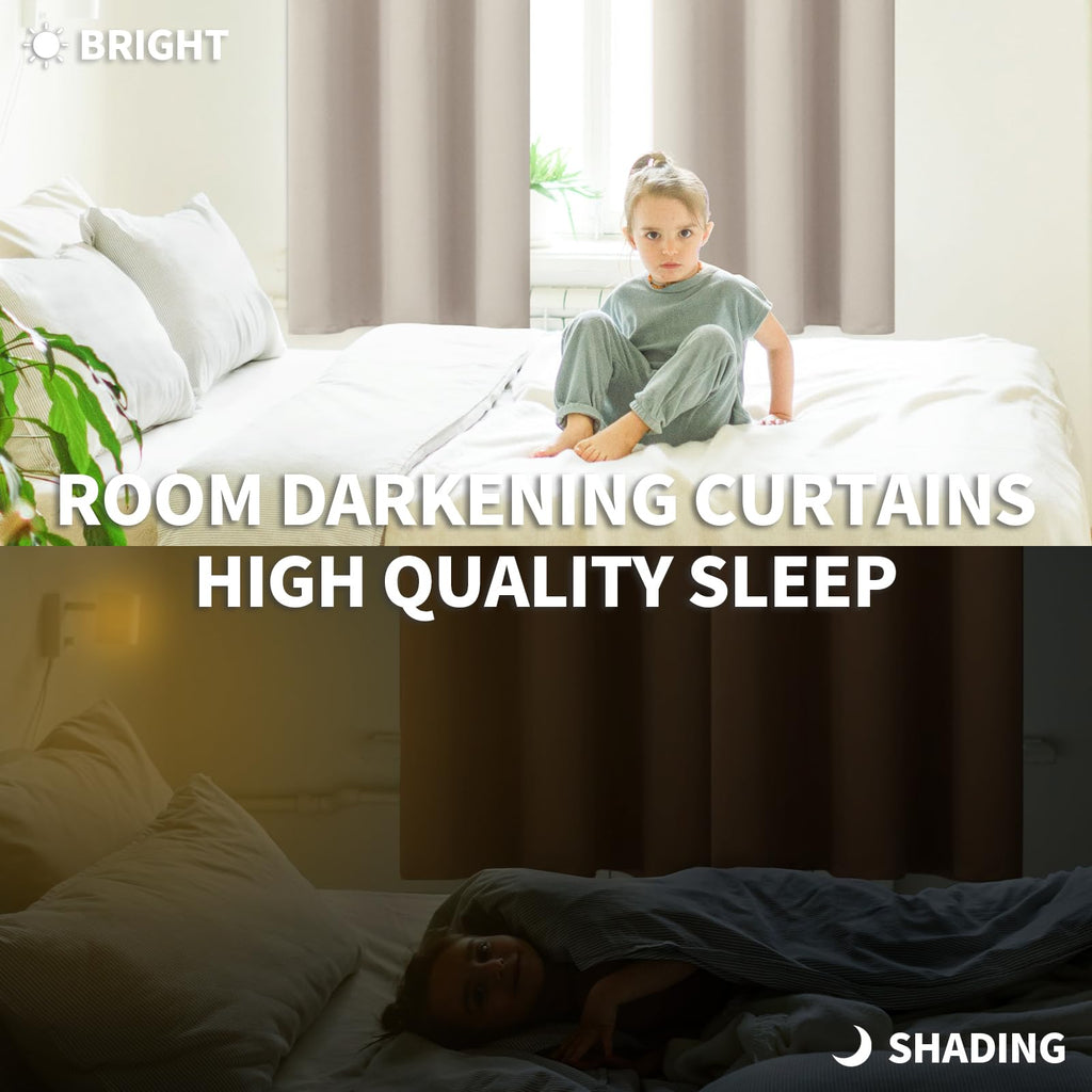 Room Darkening Curtains 63 Inches Long - Grommet Thermal Insulated Drapes Window Treatment Curtains, 2 Panels, 52 x