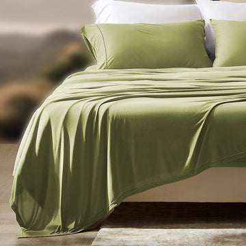 King Sheets Set Jersey Knit, 4 Pieces Soft Cooling Bedding Sheets Fade Resistant Easy Care with Deep Pocket 16''