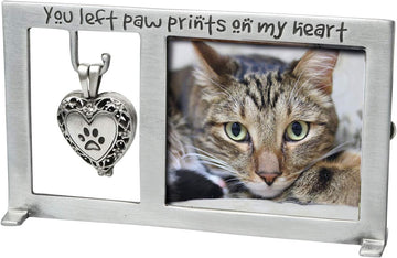 Paw Prints on My Heart Pet Memorial Picture Frame, 2.25-inch by 2.5-inch Photo, Silver
