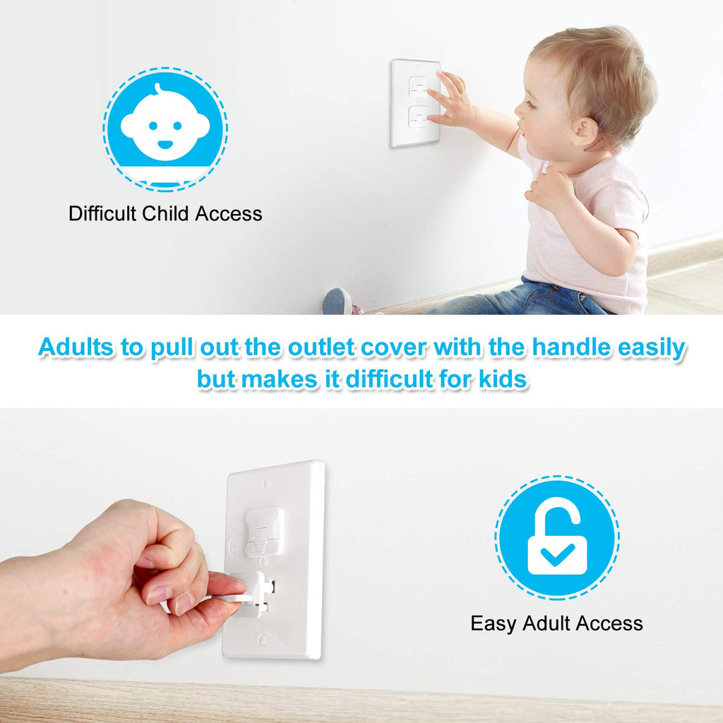 Mom's Choice Gold Awards Winner - Outlet Covers with Hidden Pull Handle Baby Proofing Plug Covers (45 Pack) 3-Prong