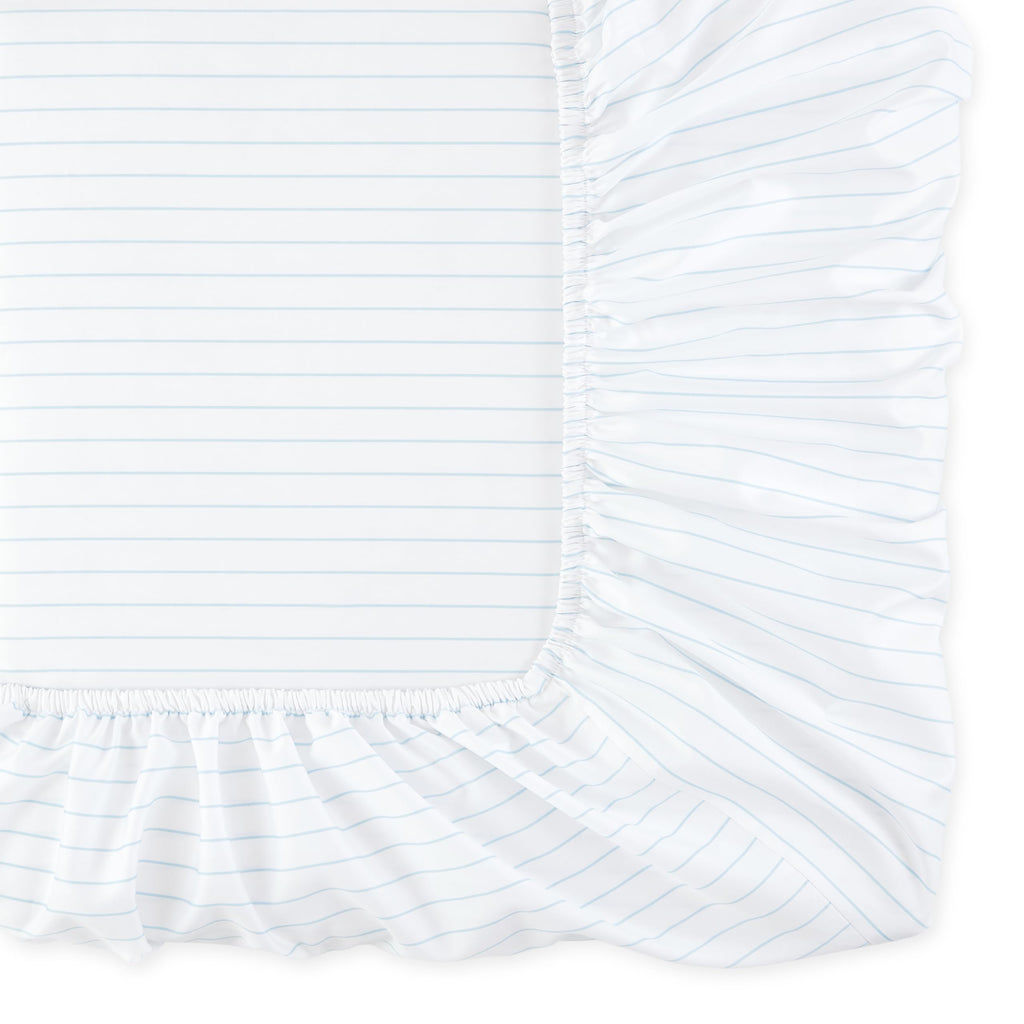 100% Egyptian Cotton 3-Pc Sateen Sheet Set, 400 TC, Light Blue/White, 1 Flat and 1 Fitted Sheet, 1 Std Pillowcase
