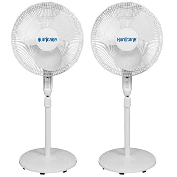 2-Pack Supreme 16-Inch Oscillating Pedestal Stand Fan with Remote, White - Quiet Operation Corded Electric Cooling