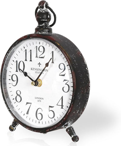 Vintage Metal Desk Clock,Retro Desk and Shelf Clock,Antique Black Decorative Mantel Table Clock for Living Room,Shelf