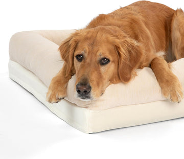 PAW Brands PupChill Cooling 4-Bolster Dog Bed, Arctic Sand, 45x35
