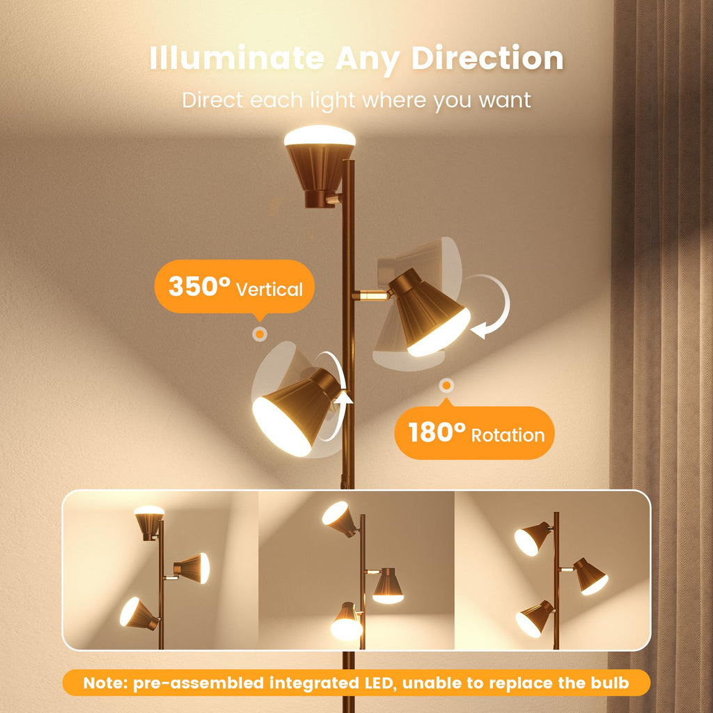 36W LED Tree Floor Lamp with Remote Bedroom