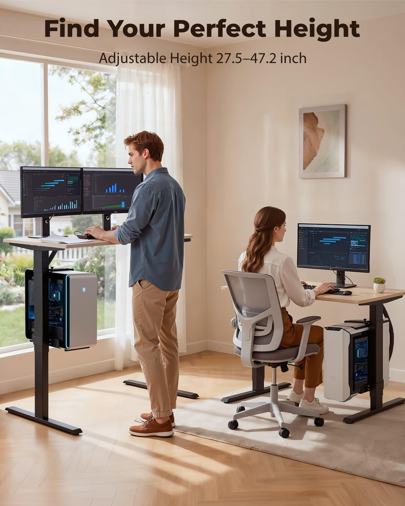 Dual Motor Standing Desk Frame with CPU Holder, Height Adjustable