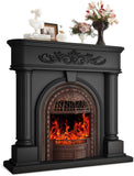 50 Inch Solid Wood Electric Fireplace with Mantel, Roman Column Fireplace TV Stand with Birdcage Heater Insert, Antique Bronze Finish