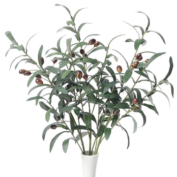 Olive Branches for Vases Artificial Olive Branches Faux Tree Branches Stems for Vase (3 Branches, 28.7 inch/Each)