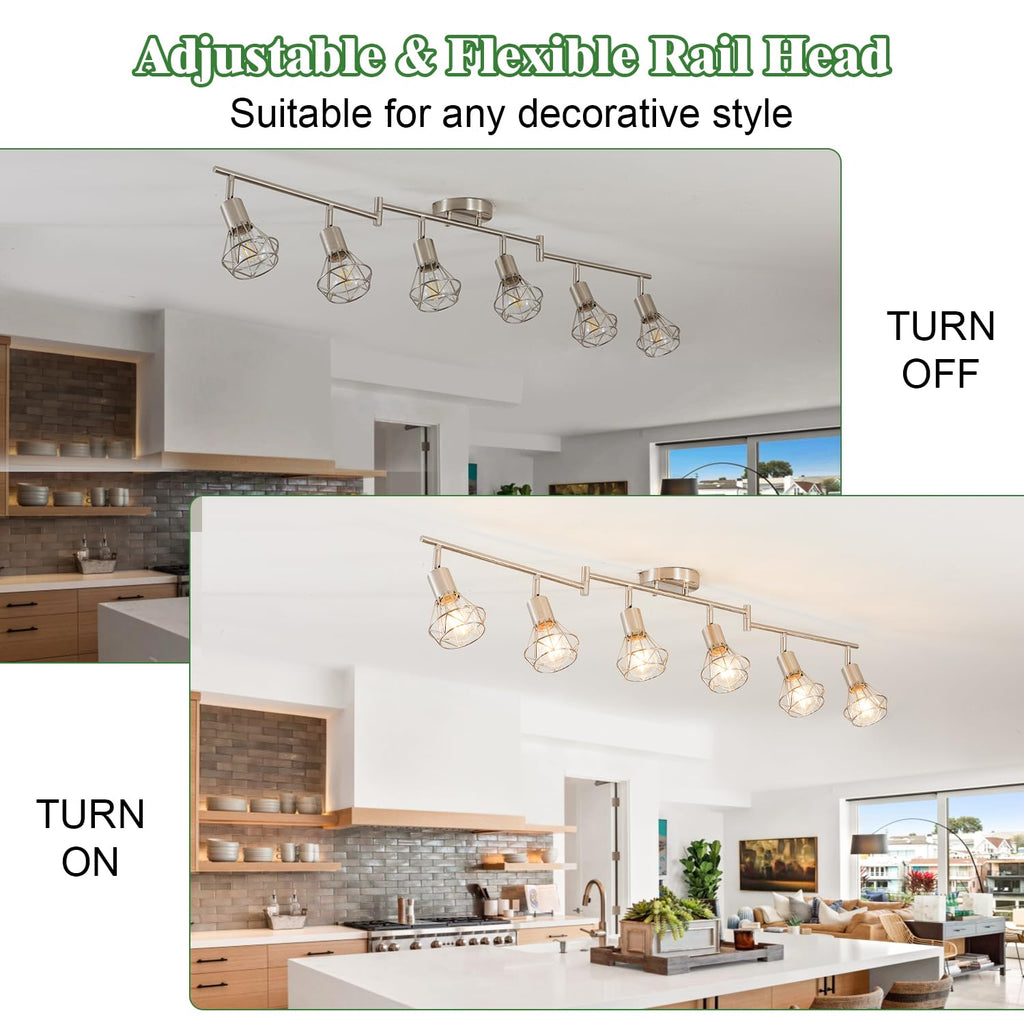 Farmhouse Track Lighting Fixtures Ceiling with Flexibly Rotatable Light Heads - Kitchen Lights Ceiling Mount